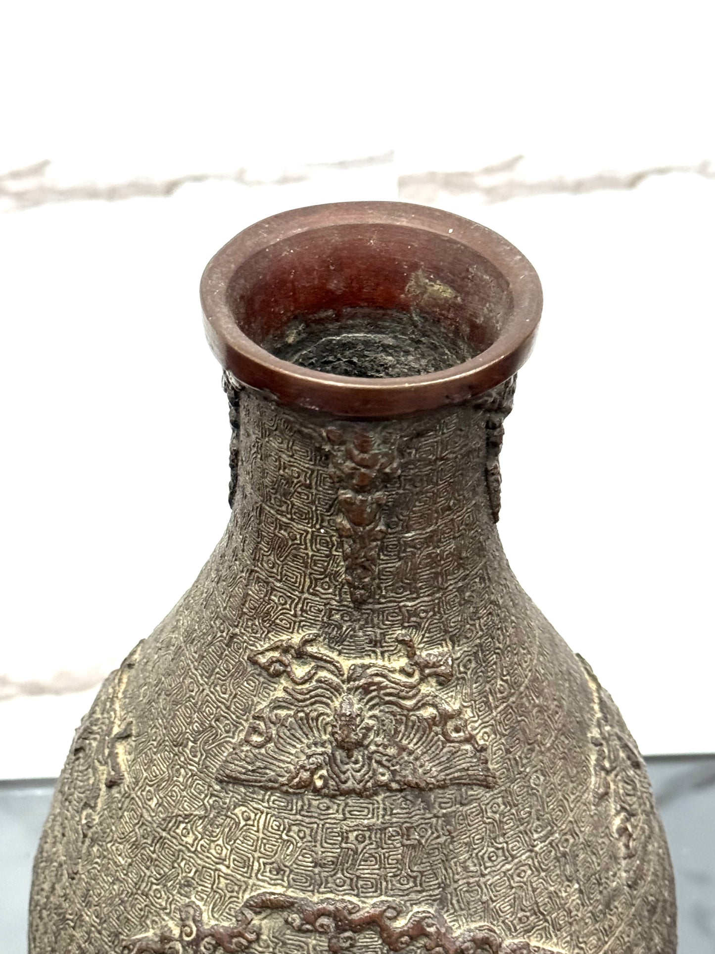 Grande Vaso In Bronzo Dinastia Ming Decoro Geometrico Arcaico XV Secolo