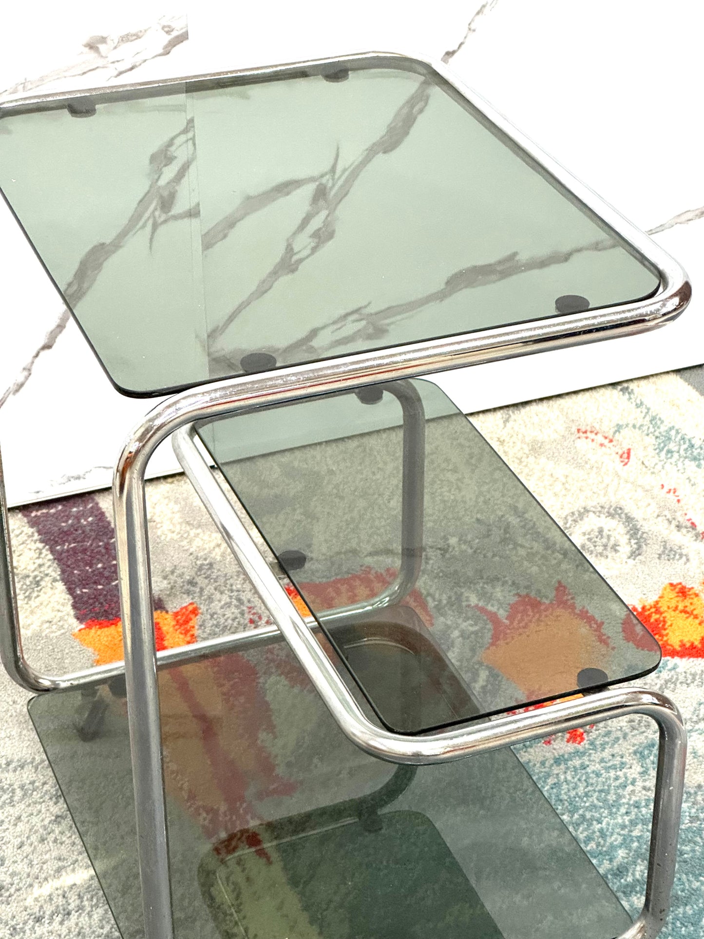 Carrello Portavivande Triplo Ripiano Anni 70 Acciaio Design Modernariato