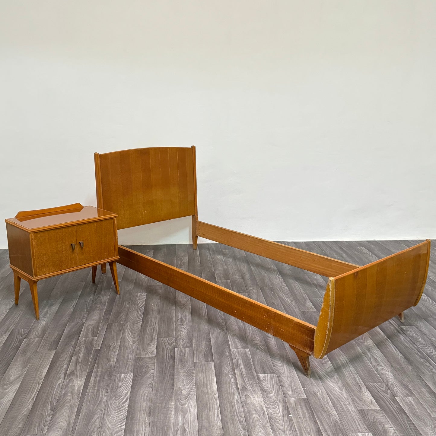 Gio Ponti Attr. Letto Singolo e Comodino Mid-Century Anni 40 Design Modernariato