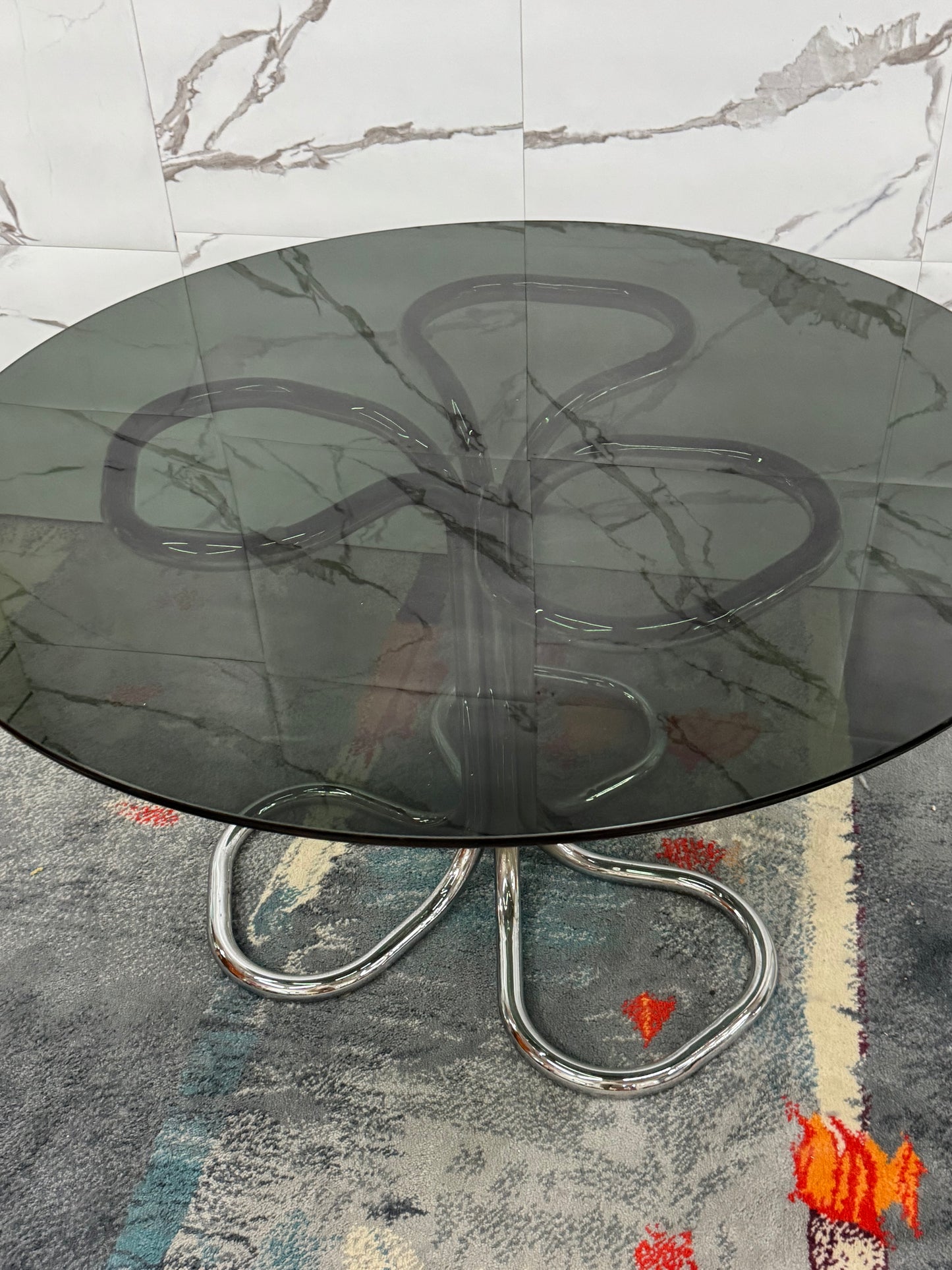 Rudi Bonzanini Tecnosalotto Tavolo Da Pranzo Acciaio Design Modernariato Anni 70