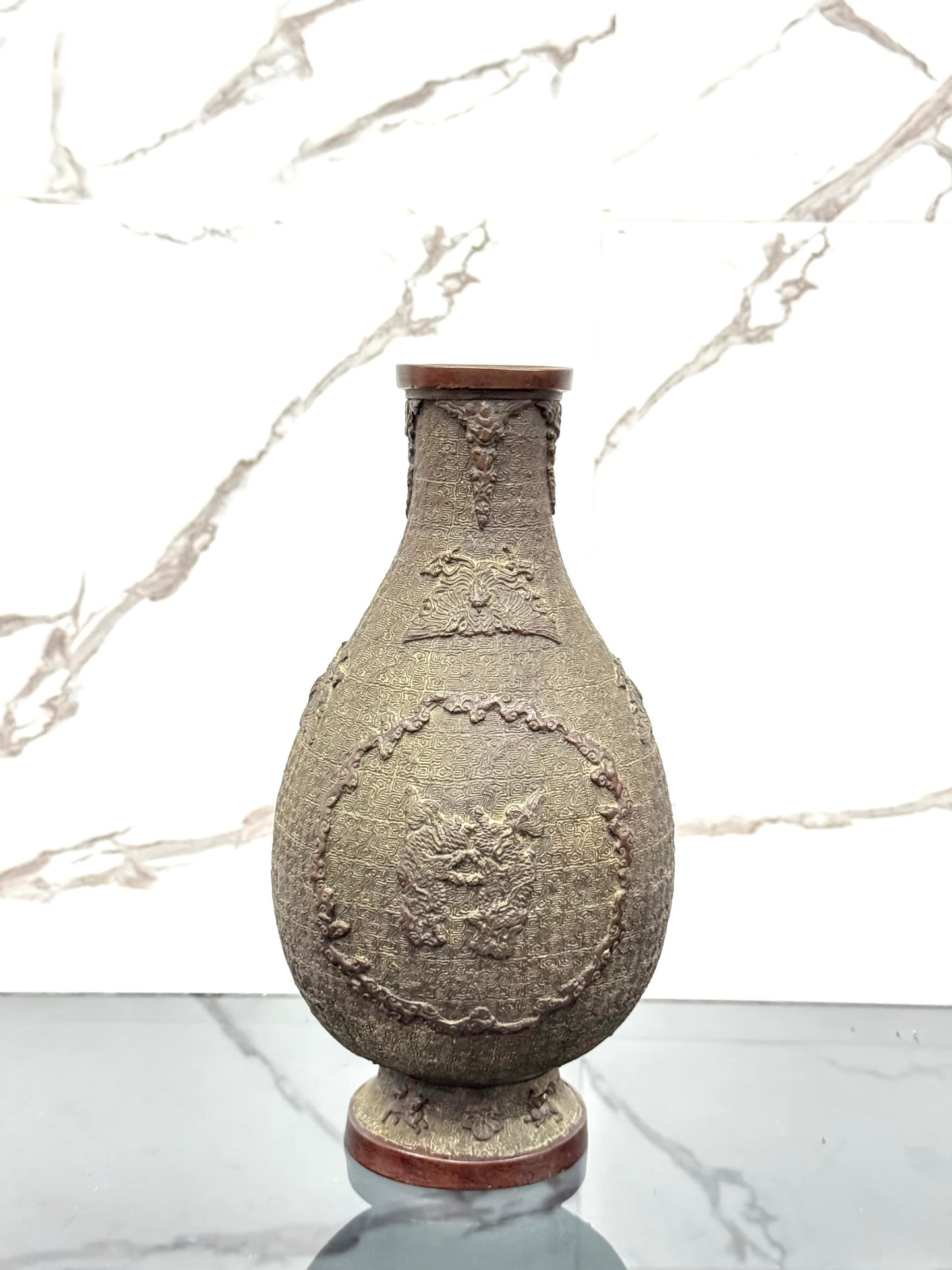 Grande Vaso In Bronzo Dinastia Ming Decoro Geometrico Arcaico XV Secolo