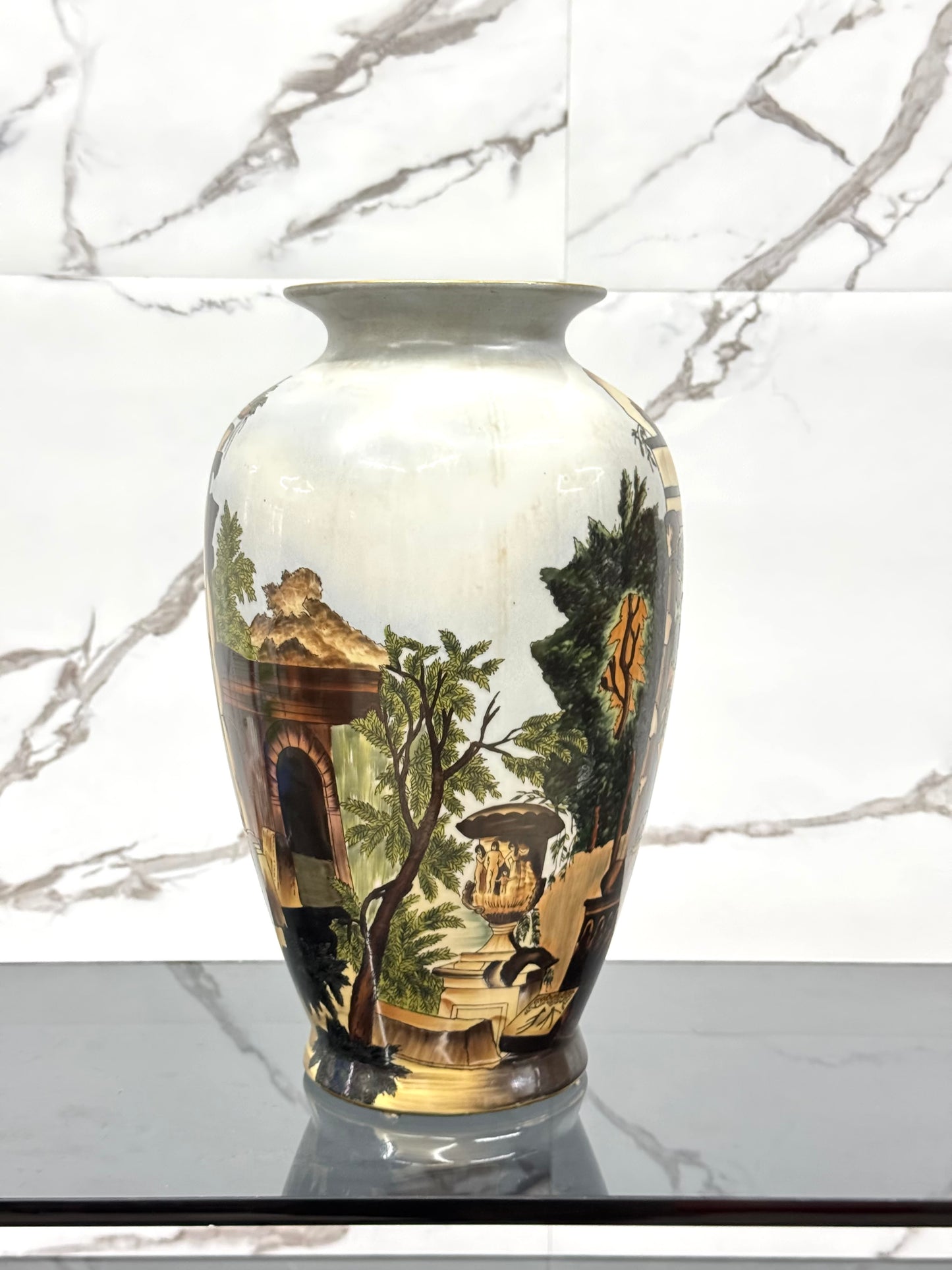 VASO IN CERAMICA DECORO VECCHIA FAENZA ANNI 70