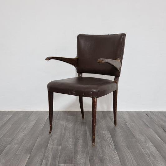 Guglielmo Ulrich Sedia con Braccioli a Sbalzo Anni ‘50 Rare Design Modernariato