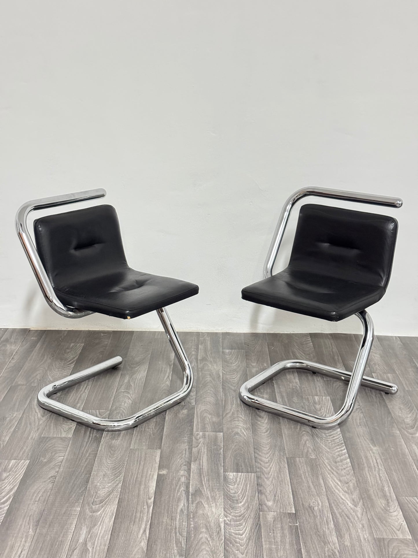 Luigi Bardini Coppia Di Poltroncine Design Anni ‘70 Chrome Tubular Steel