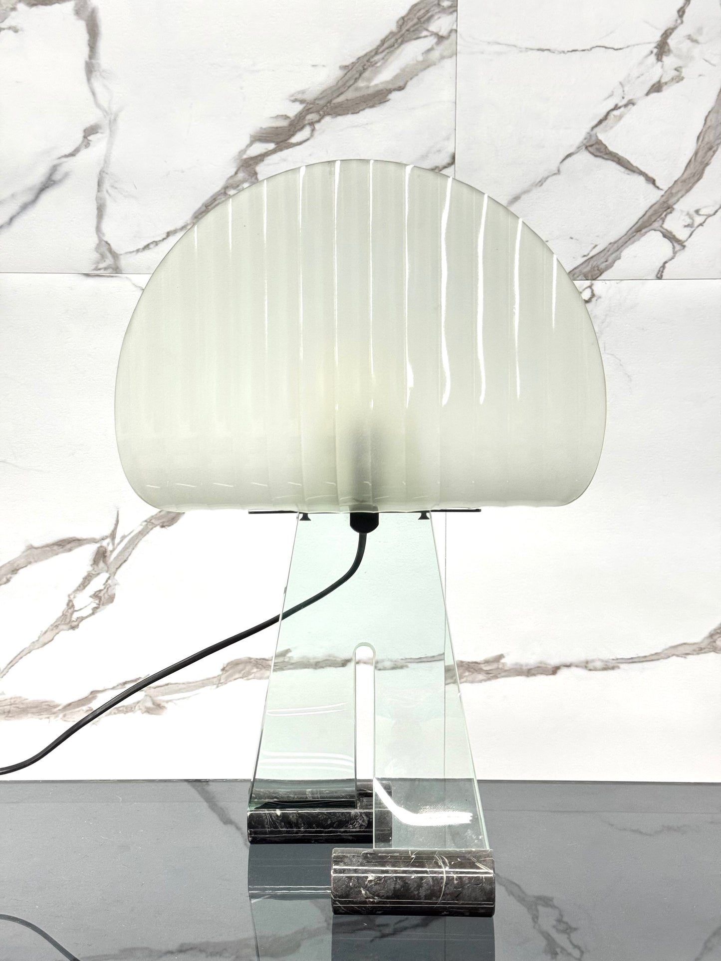 Lampada Da Tavolo Design Table Lamp Marble & Glass 1980’s