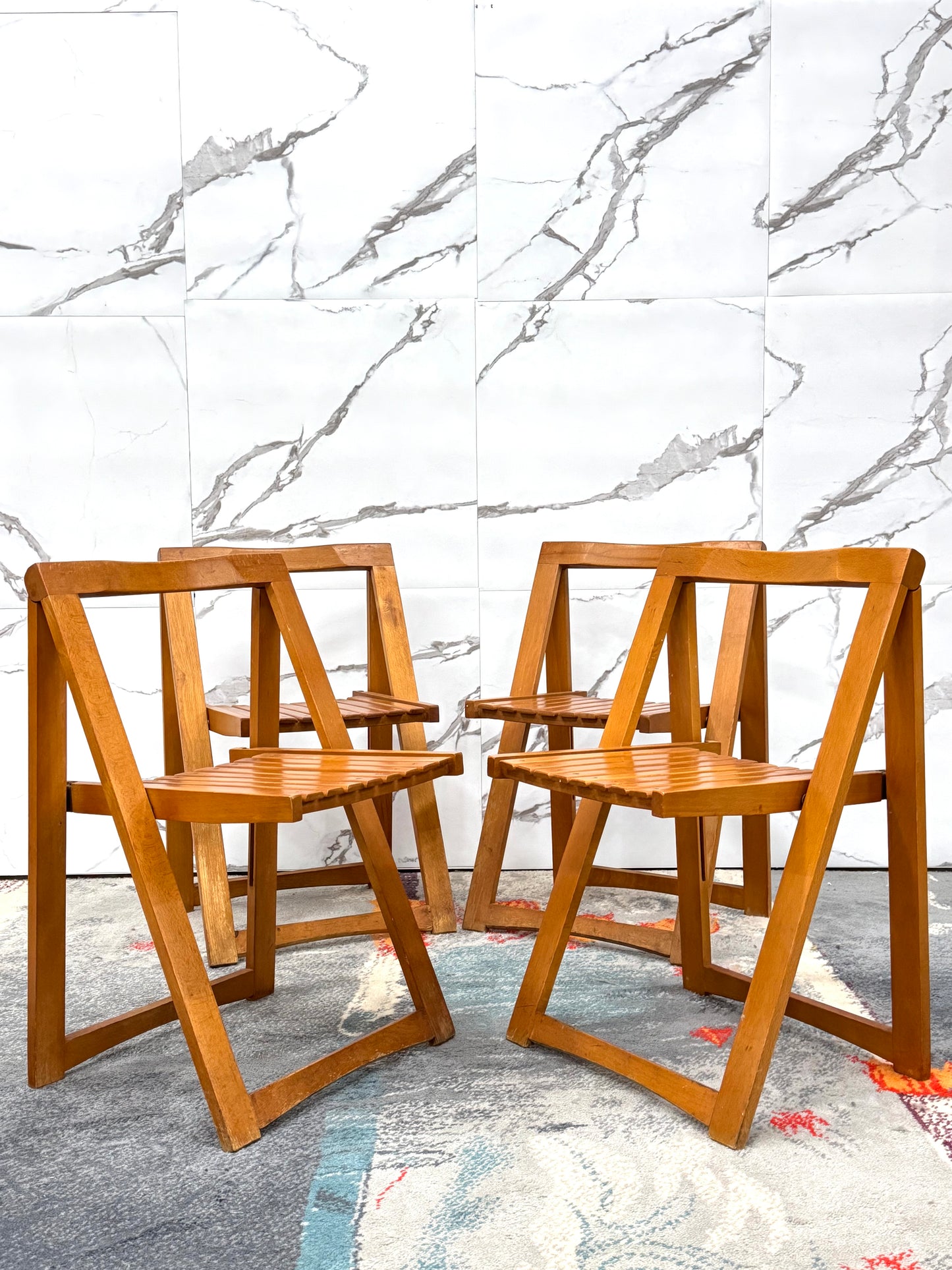 Aldo Jacober Per Alberto Bazzani 4 Sedie Mod. Trieste Anni ‘60 Design Vintage