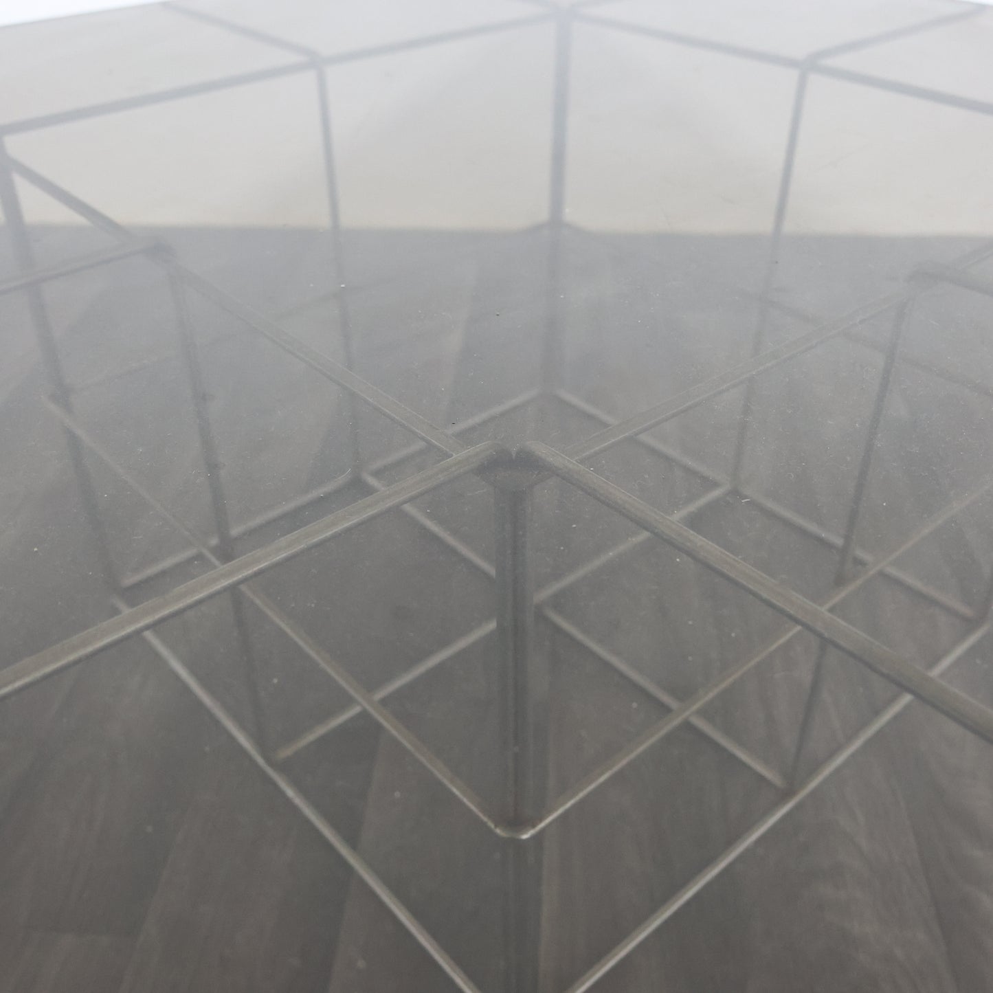 TAVOLINO DI DESIN SALOTTO STRUTTURA GRIGLIA IN ACCIAIO 1970’S