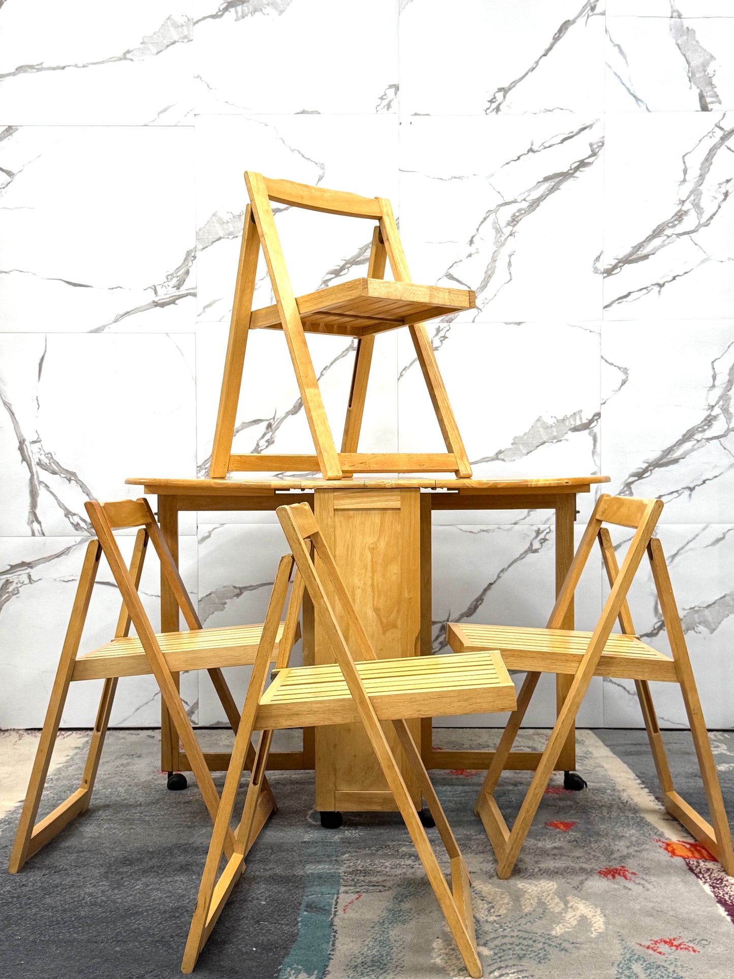 Set Tavolo E Sedie Richiudibile Design Scandinavo Anni 80 Modernariato