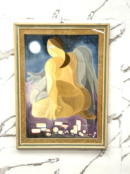 Quadro Retrò Nudo di Donna ispirata a Picasso 1971