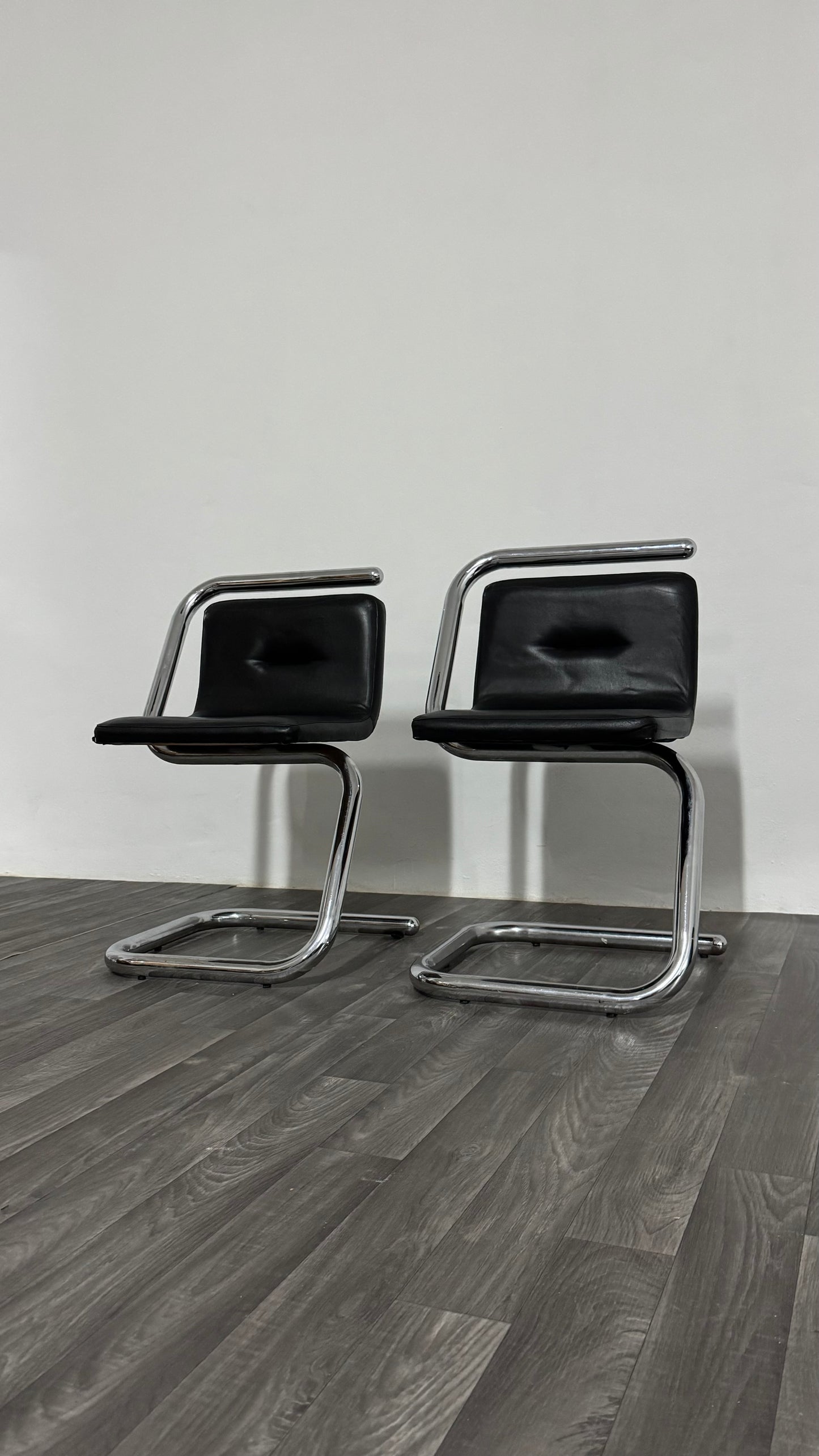 Luigi Bardini Coppia Di Poltroncine Design Anni ‘70 Chrome Tubular Steel