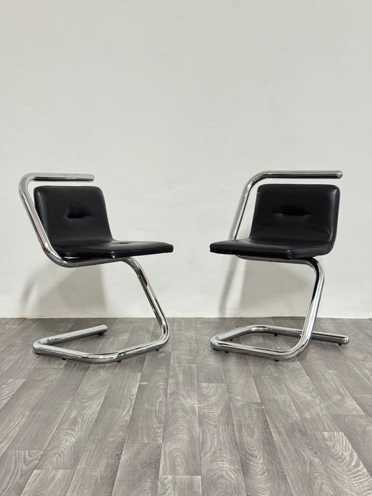 Luigi Bardini Coppia Di Poltroncine Design Anni ‘70 Chrome Tubular Steel