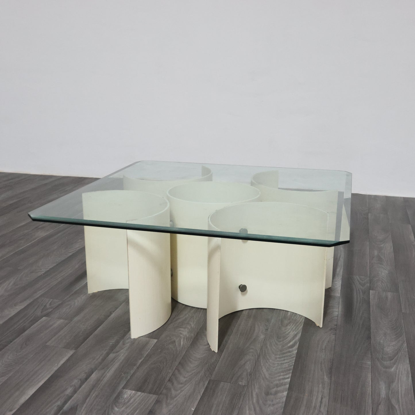 TAVOLO BASSO DA SALOTTO SPACE AGE IN LEGNO CURVO ANNI 70