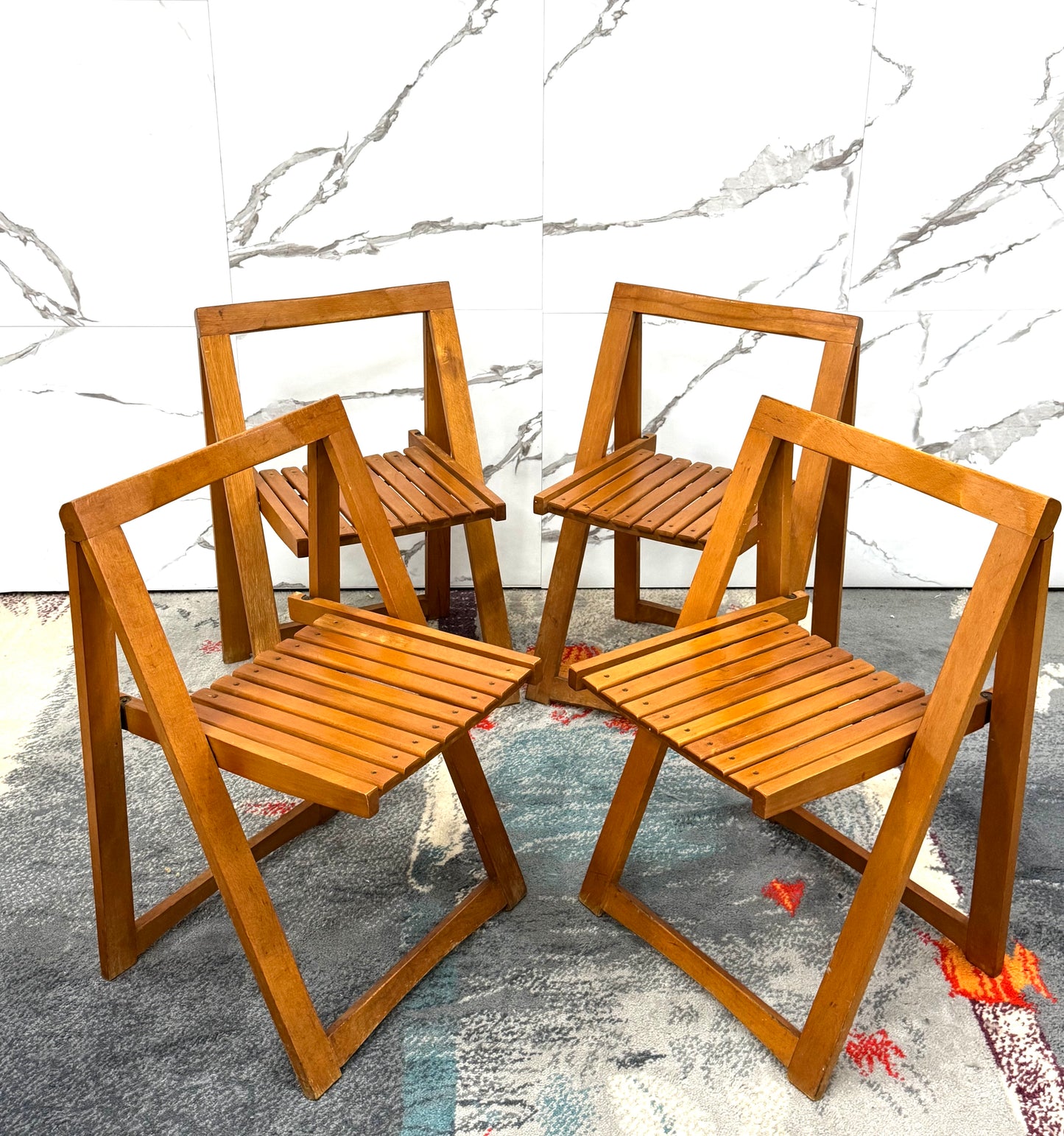 Aldo Jacober Per Alberto Bazzani 4 Sedie Mod. Trieste Anni ‘60 Design Vintage