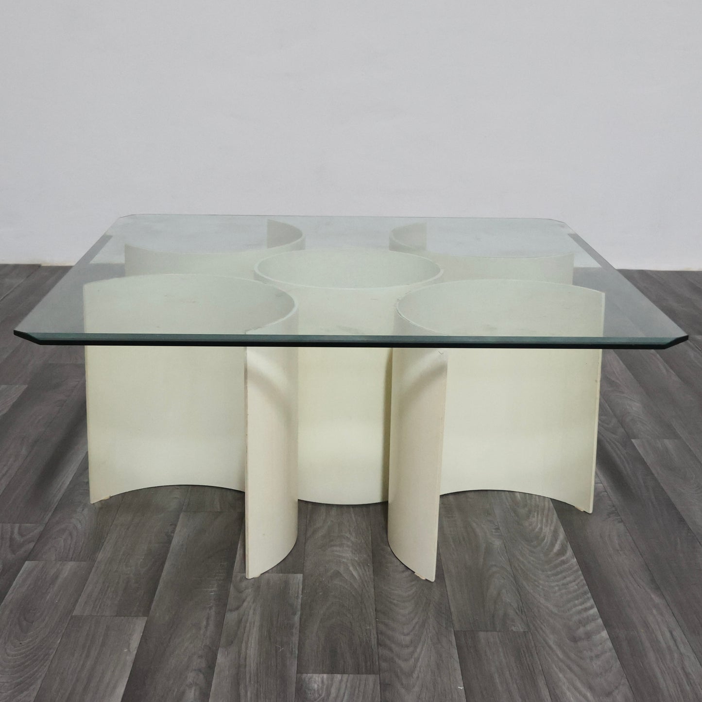 TAVOLO BASSO DA SALOTTO SPACE AGE IN LEGNO CURVO ANNI 70