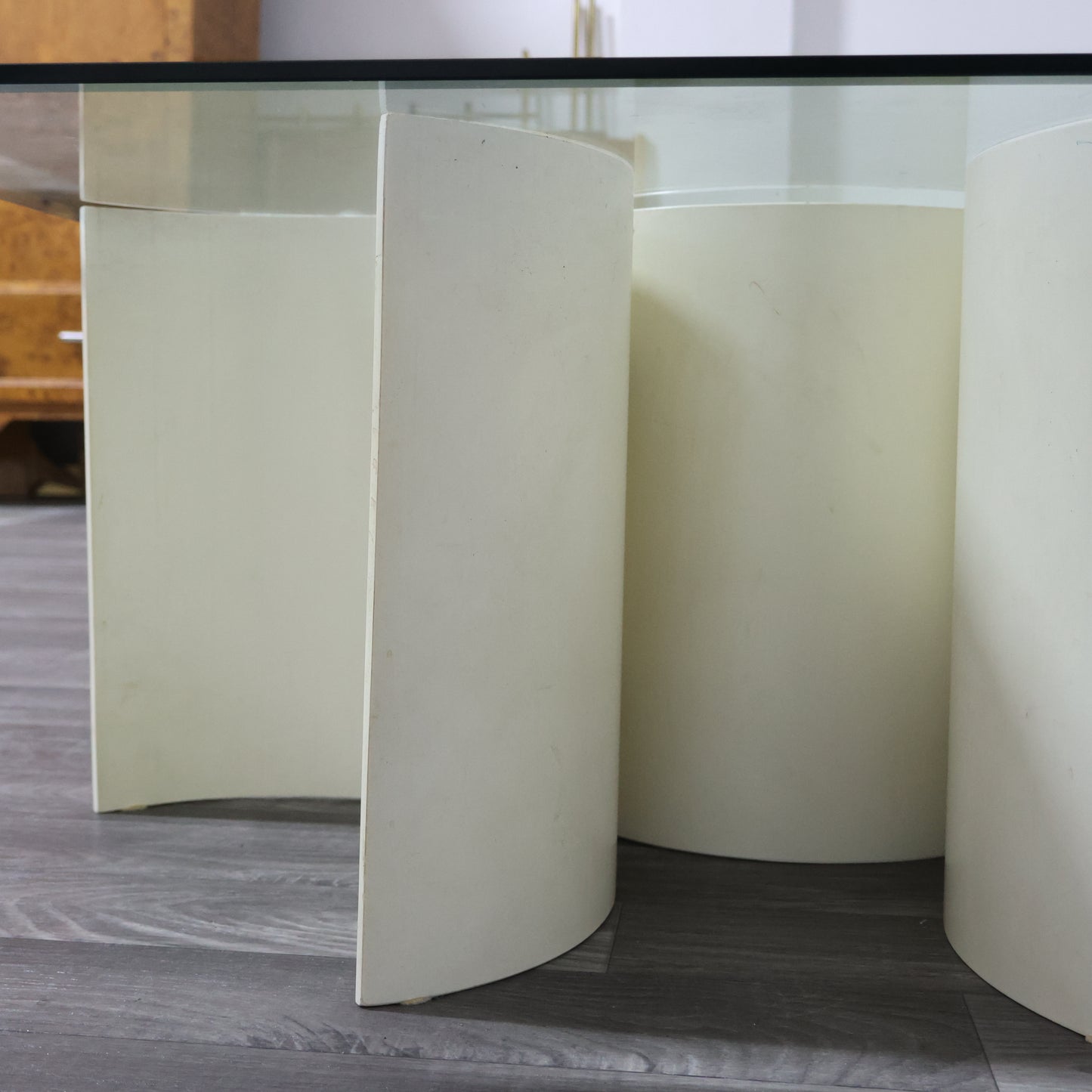 TAVOLO BASSO DA SALOTTO SPACE AGE IN LEGNO CURVO ANNI 70