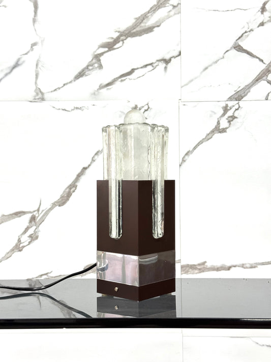 Lampada Gaetano Sciolari Per Stilkronen In Metallo E Vetro Design 1970