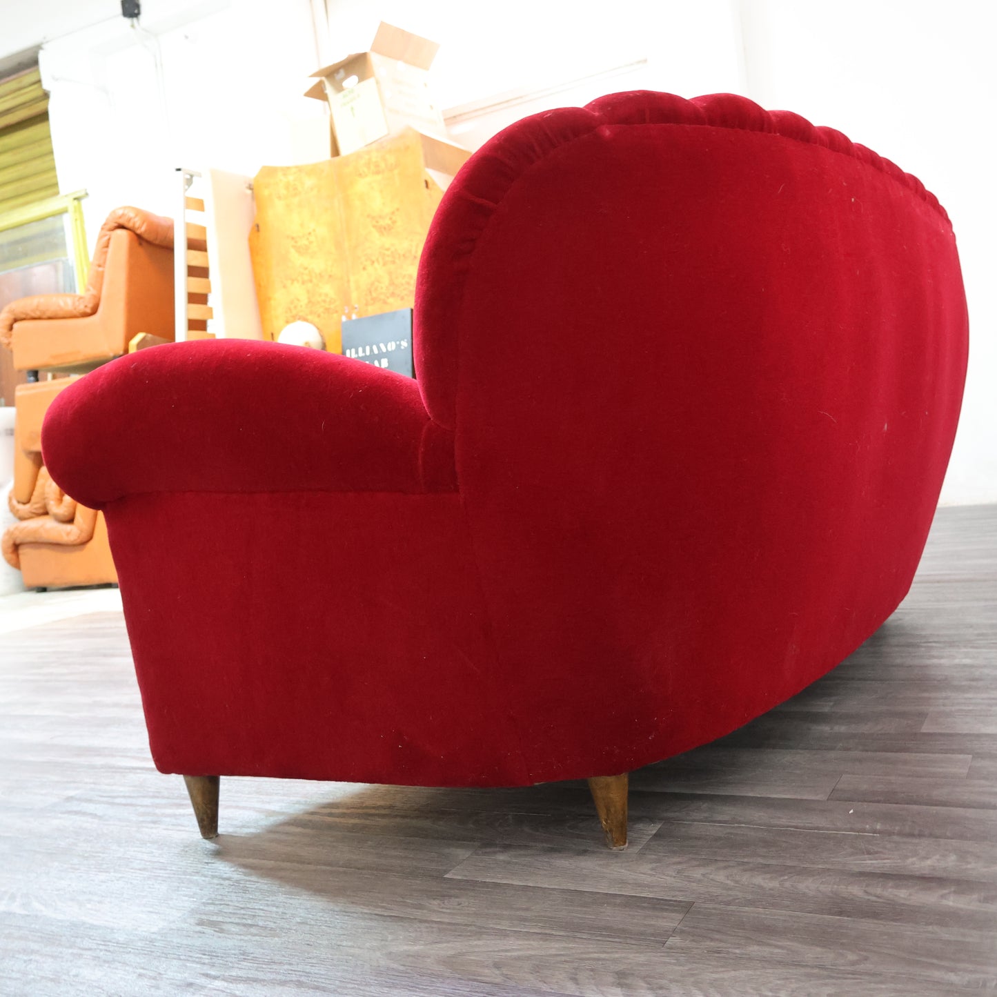 Divano Art Decò Guglielmo Ulrich In Tessuto Di Velluto Originale Anni ‘40 Design