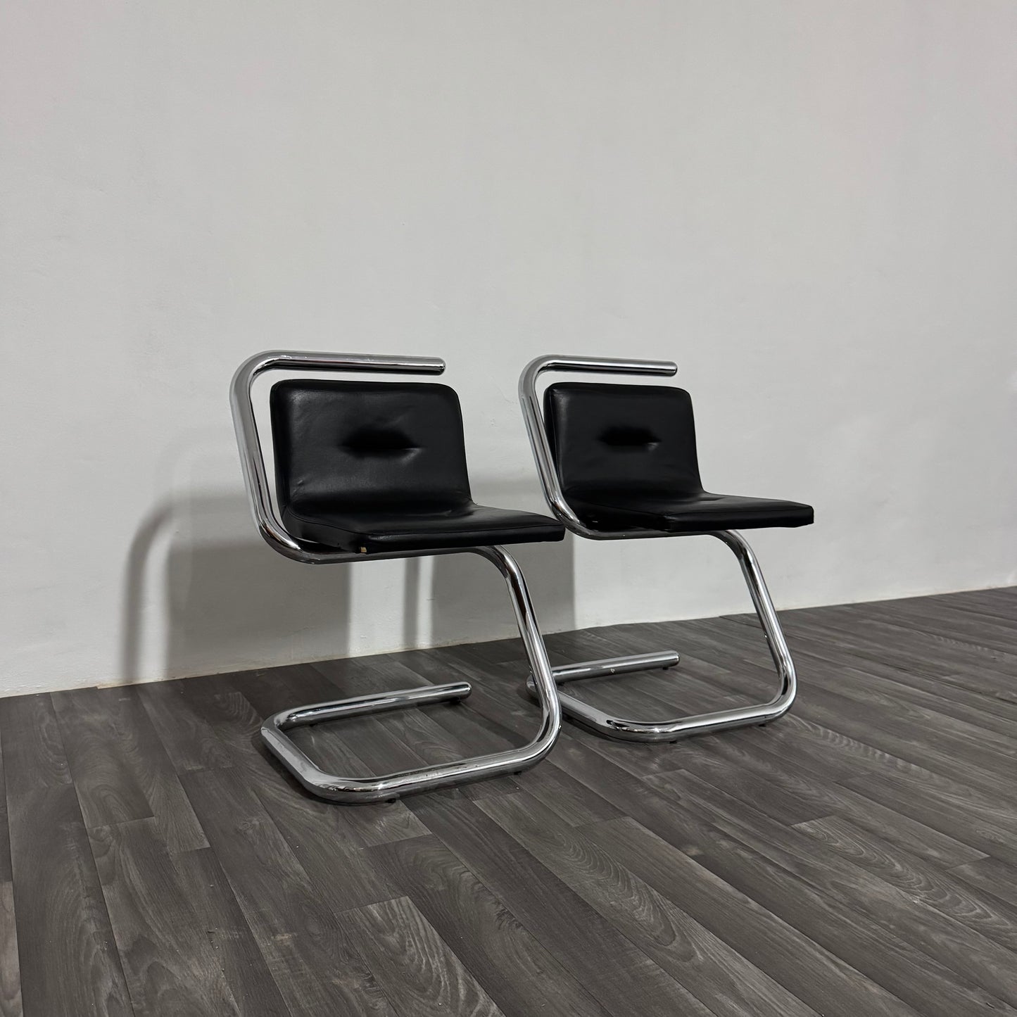 Luigi Bardini Coppia Di Poltroncine Design Anni ‘70 Chrome Tubular Steel