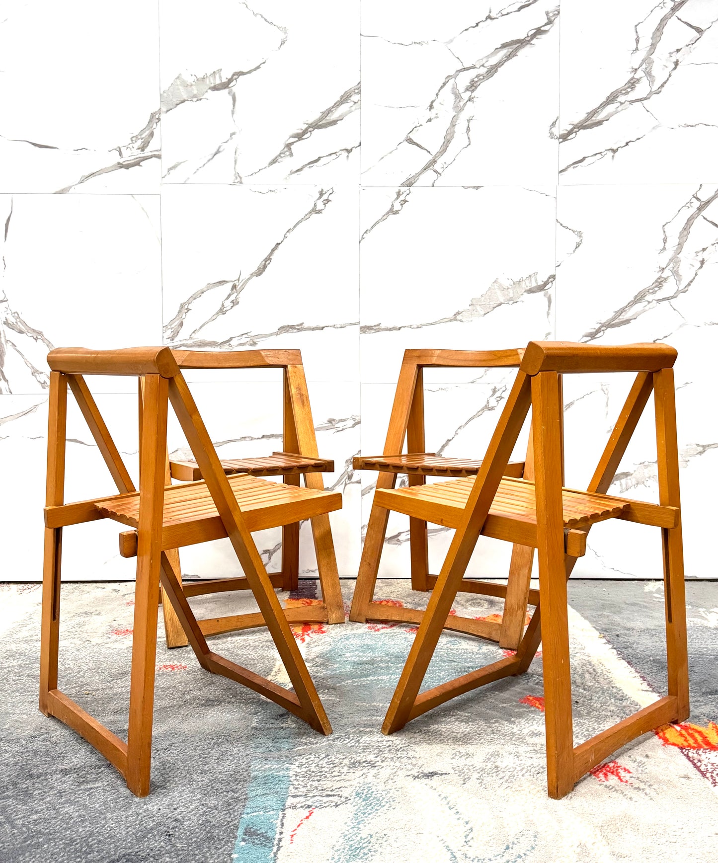 Aldo Jacober Per Alberto Bazzani 4 Sedie Mod. Trieste Anni ‘60 Design Vintage
