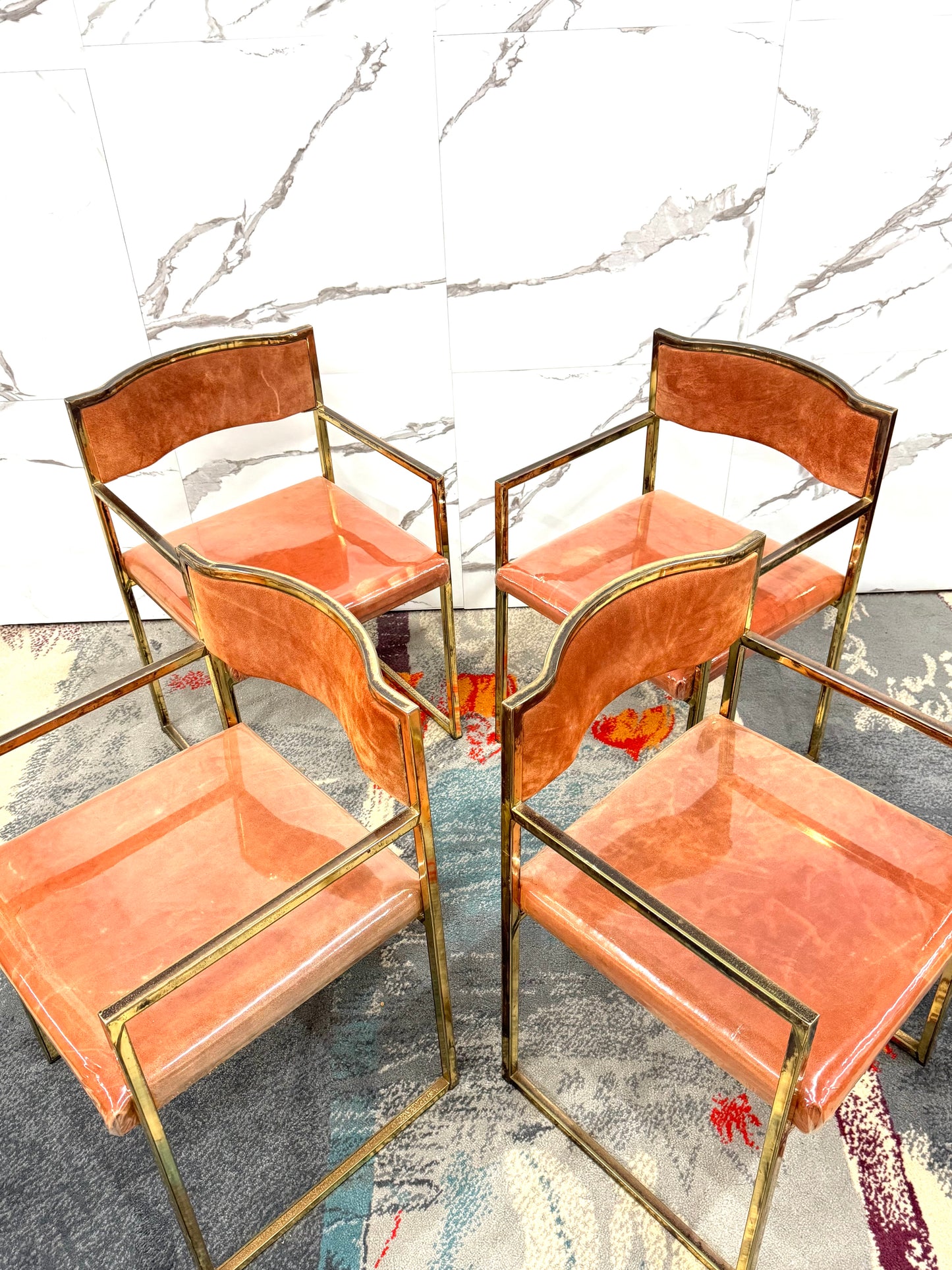 Set Di 4 Poltroncine Da Pranzo Hollywood Regency Anni 70 Modernariato