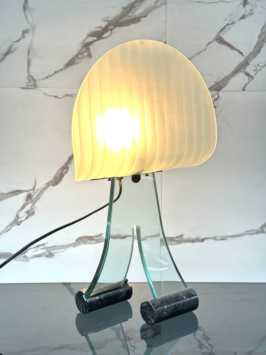 Lampada Da Tavolo Design Table Lamp Marble & Glass 1980’s