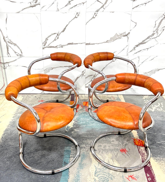 Rudi Bonzanini Tecnosalotto Set Da 4 Poltroncine Design Anni ‘70 Modernariato