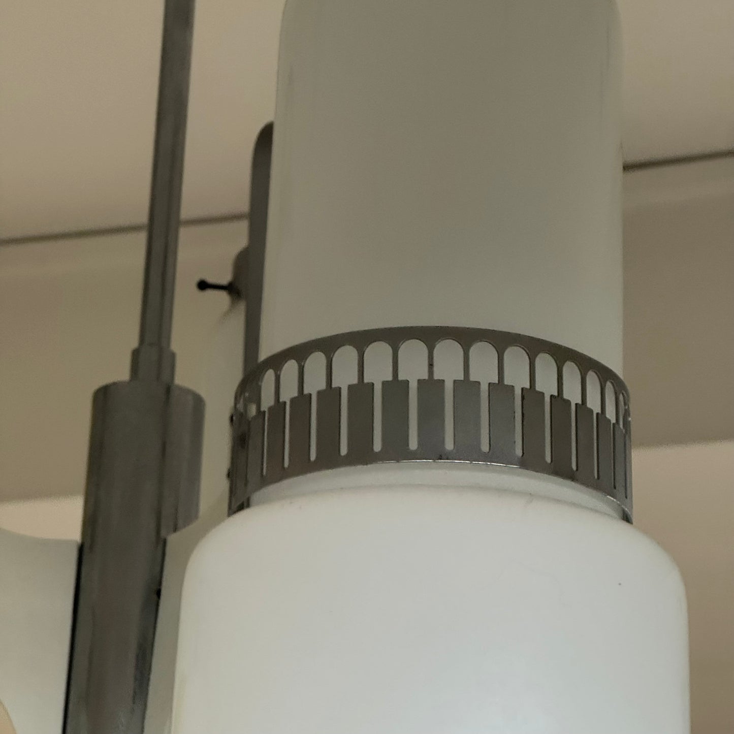 Lampadario Di Design Anni 70 3 Luci In Vetro E Acciaio Modernariato Vintage