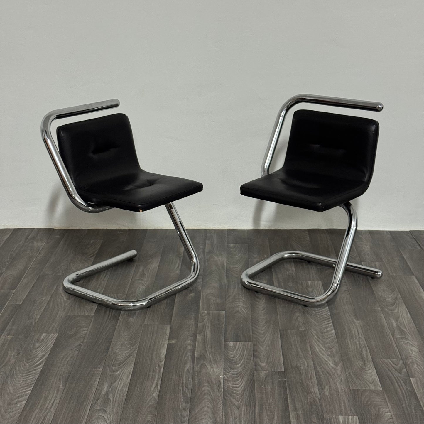 Luigi Bardini Coppia Di Poltroncine Design Anni ‘70 Chrome Tubular Steel