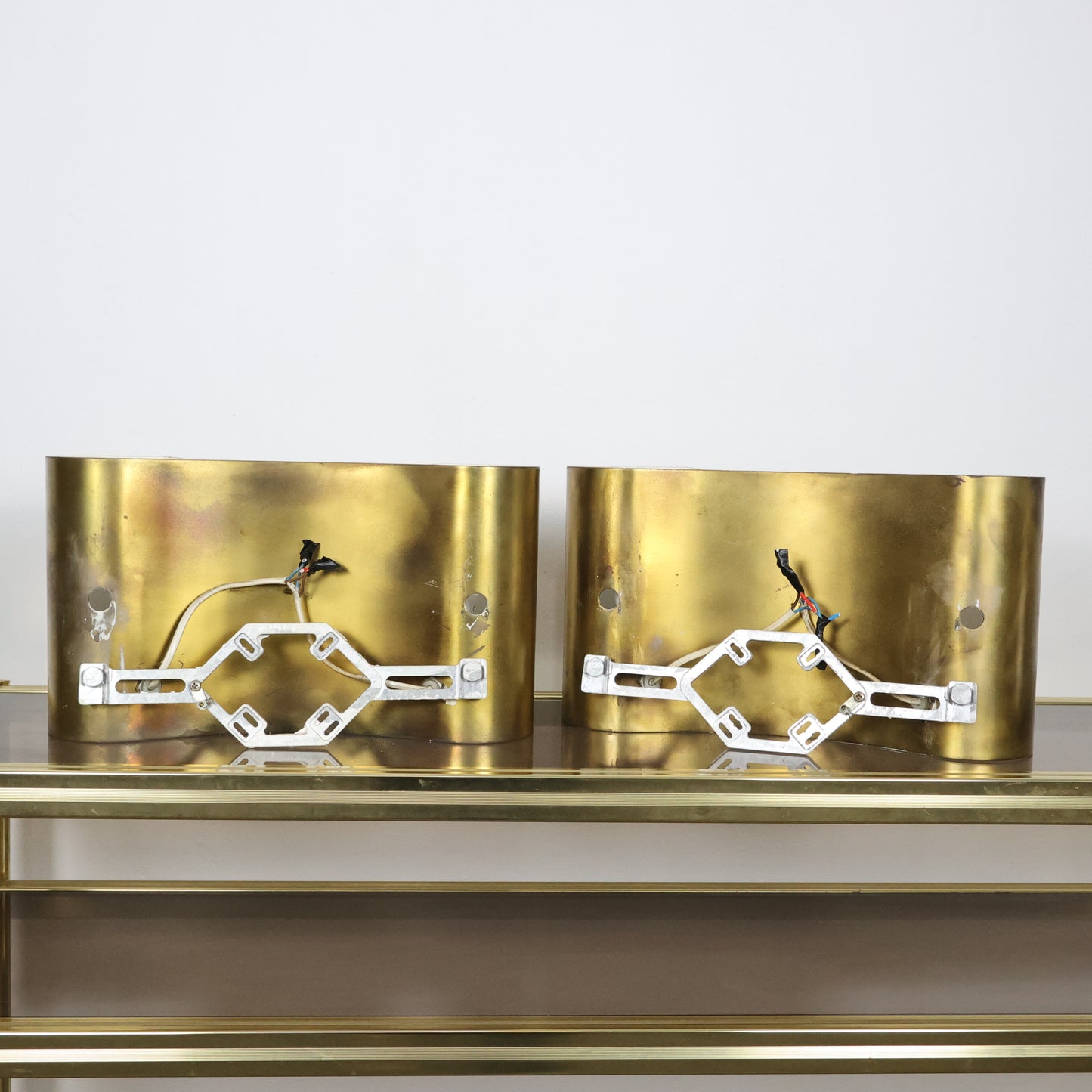 Afra & Tobia Scarpa Foglio Flos Coppia Di Applique Ottone Zapponato 1967 Design