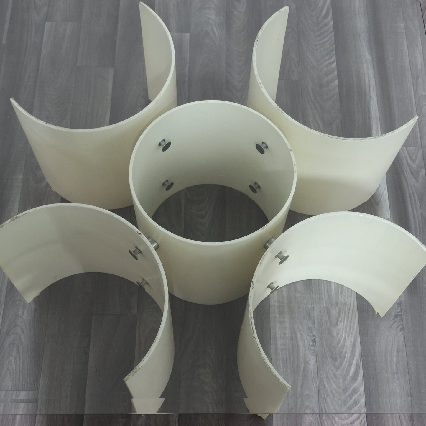 TAVOLO BASSO DA SALOTTO SPACE AGE IN LEGNO CURVO ANNI 70