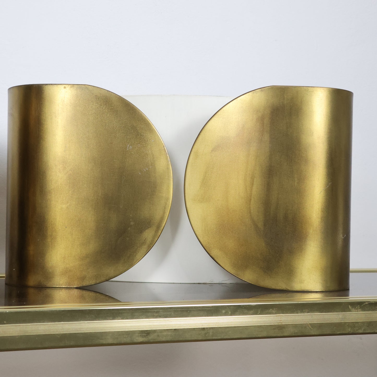 Afra & Tobia Scarpa Foglio Flos Coppia Di Applique Ottone Zapponato 1967 Design