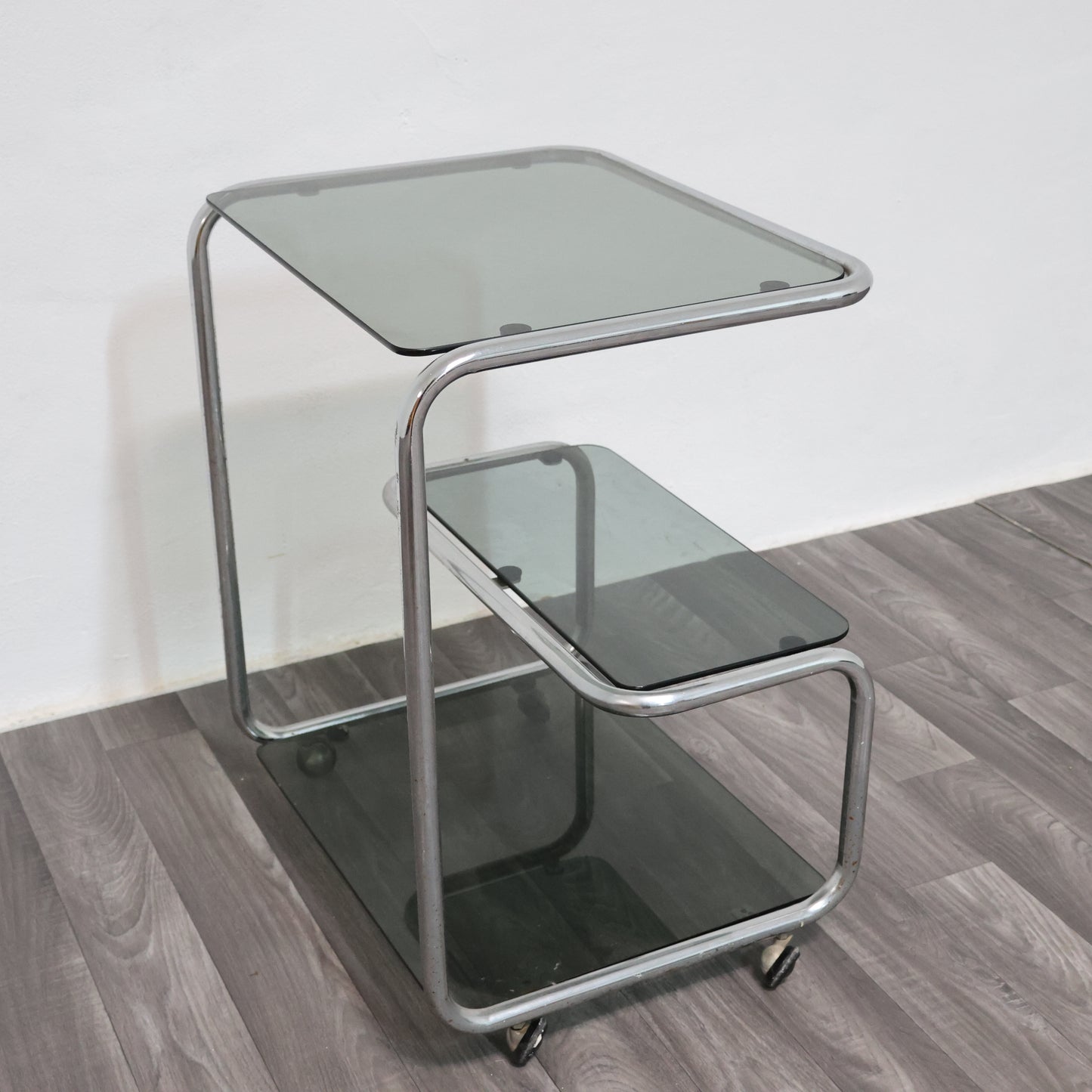 Carrello Portavivande Triplo Ripiano Anni 70 Acciaio Design Modernariato