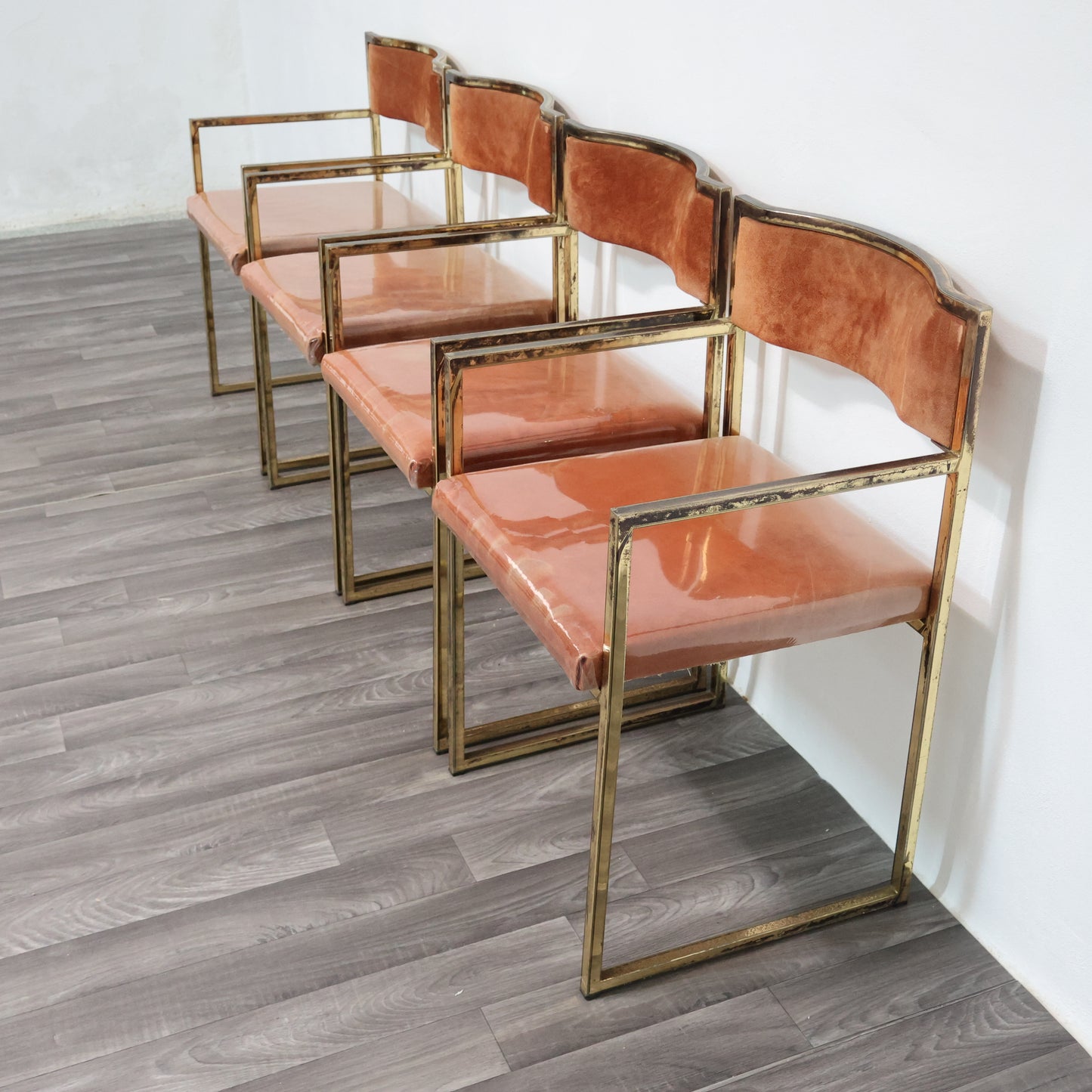 Set Di 4 Poltroncine Da Pranzo Hollywood Regency Anni 70 Modernariato