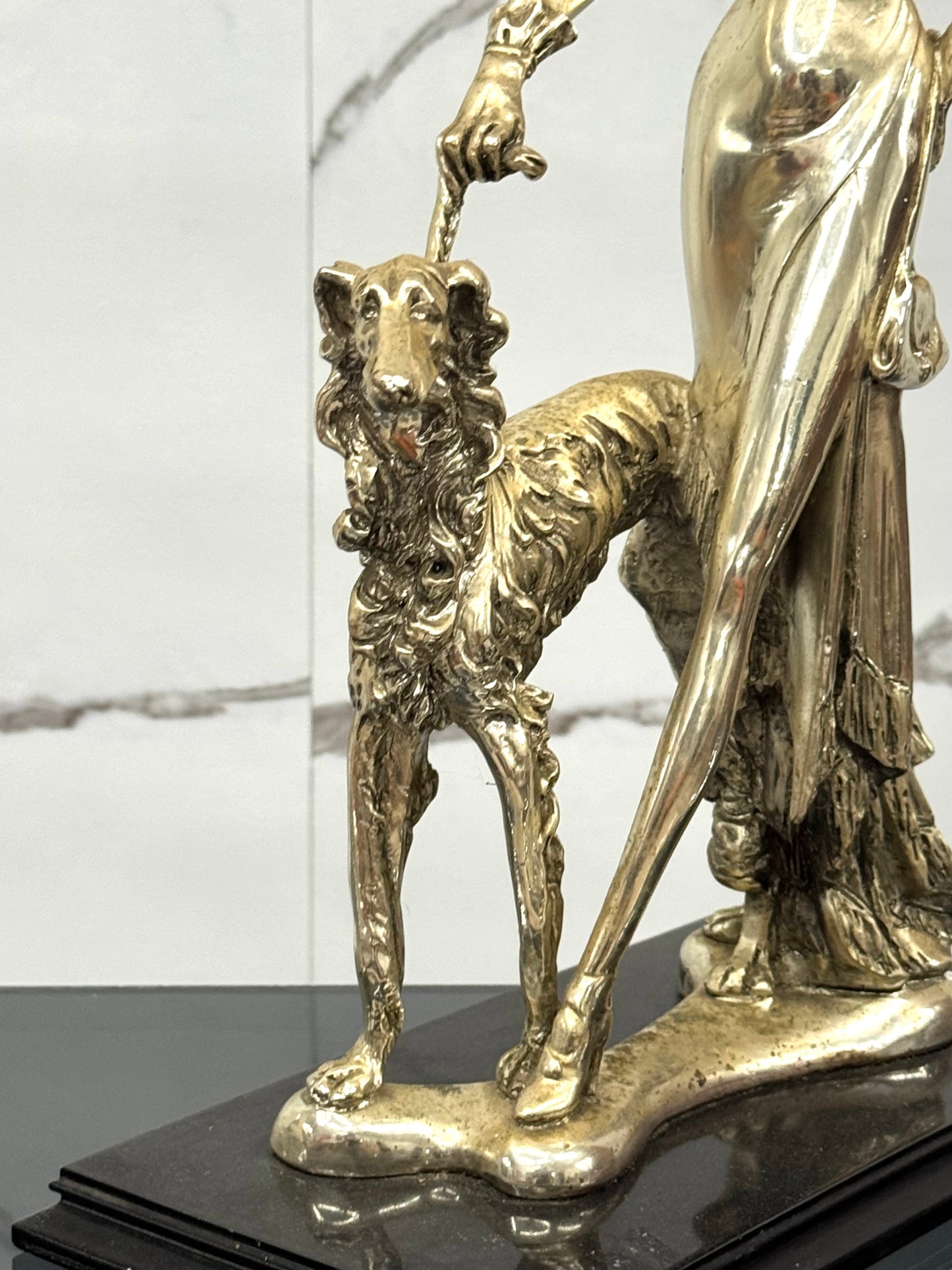 Amilcare Santini Scultura In Resina Argentata Art Dèco