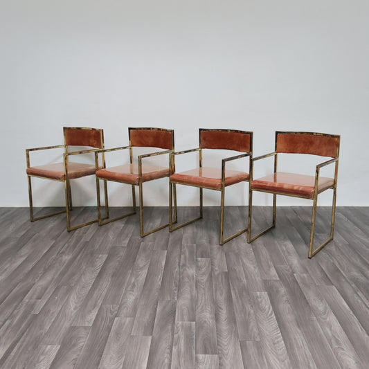 Set Di 4 Poltroncine Da Pranzo Hollywood Regency Anni 70 Modernariato