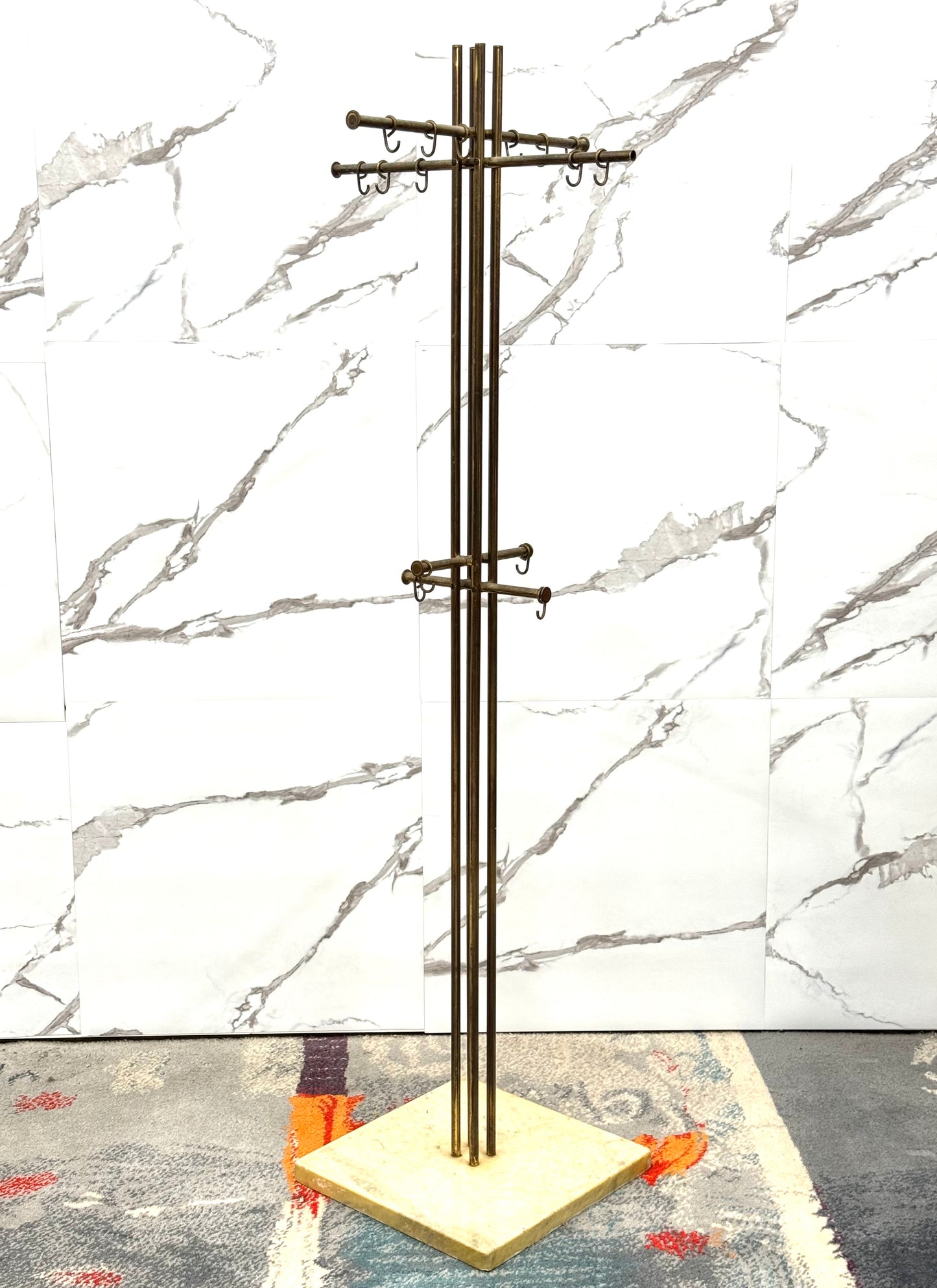 Renato Zevi Metalarte Appendiabiti Marmo E Ottone Design Modernariato
