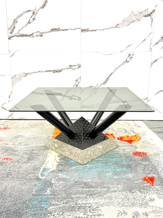 Tavolino Da Salotto Marmo E Metallo Design Modernariato Anni 80