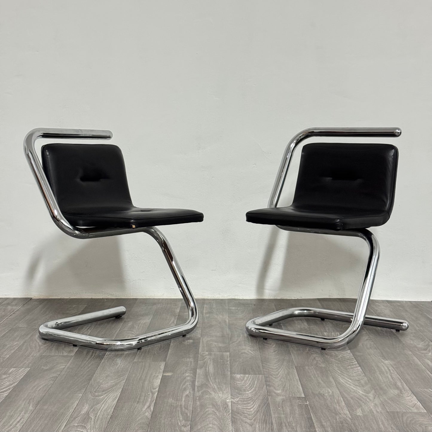 Luigi Bardini Coppia Di Poltroncine Design Anni ‘70 Chrome Tubular Steel