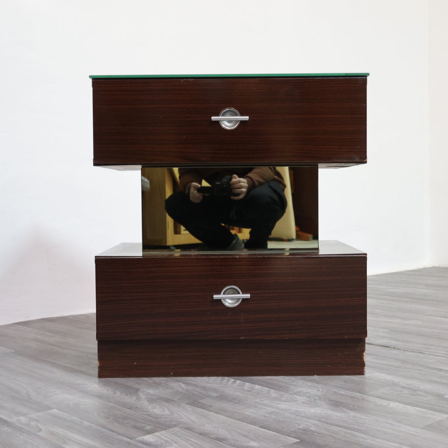 Coppia Di Comodini Ebano Macassar Cubic Design Modernariato Anni ‘80