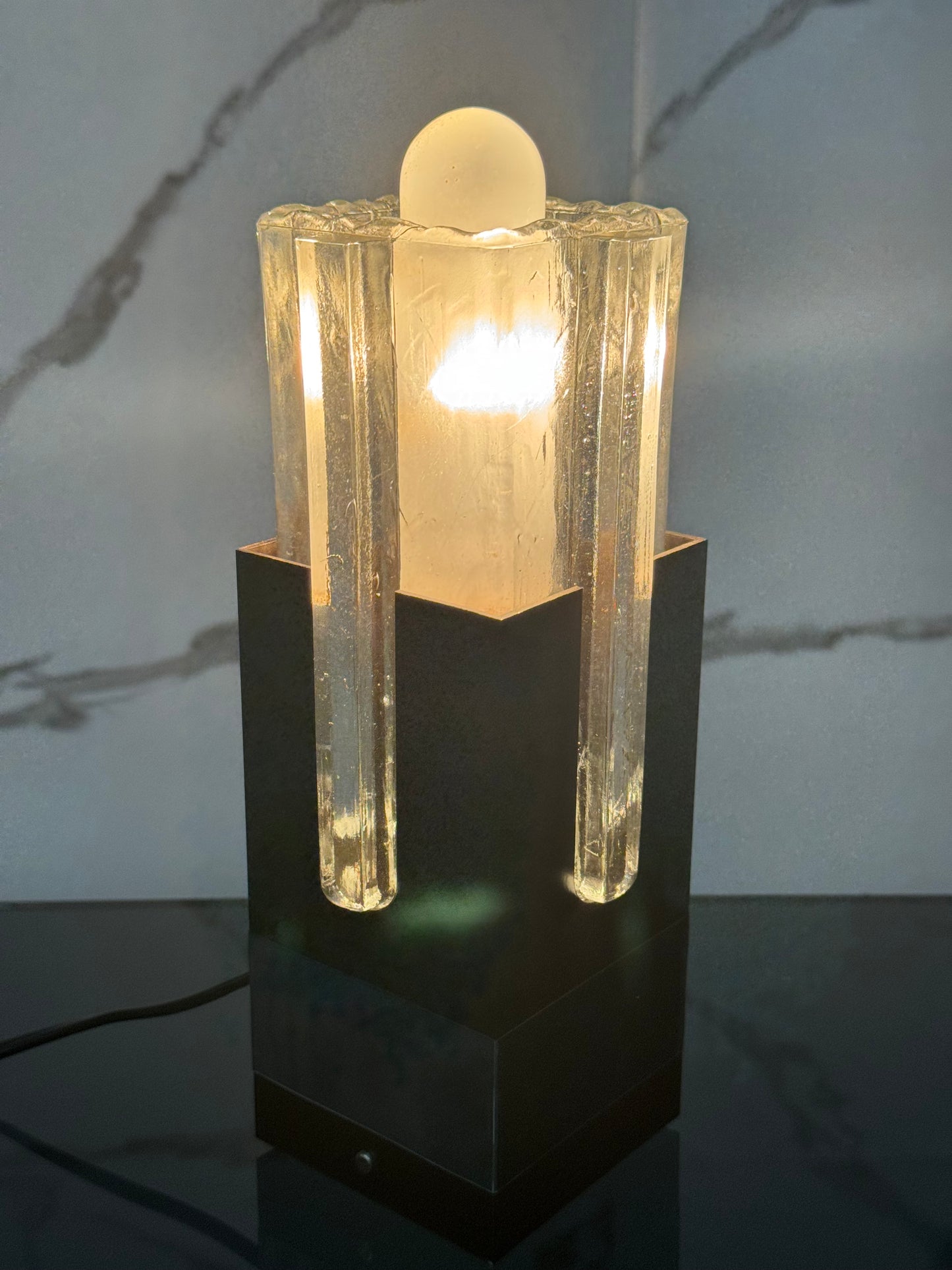 Lampada Gaetano Sciolari Per Stilkronen In Metallo E Vetro Design 1970