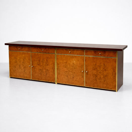 Sideboard In Radica E Metallo Dorato Modernariato Anni ‘70