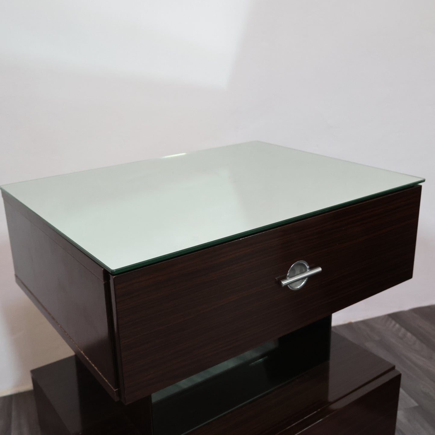 Coppia Di Comodini Ebano Macassar Cubic Design Modernariato Anni ‘80