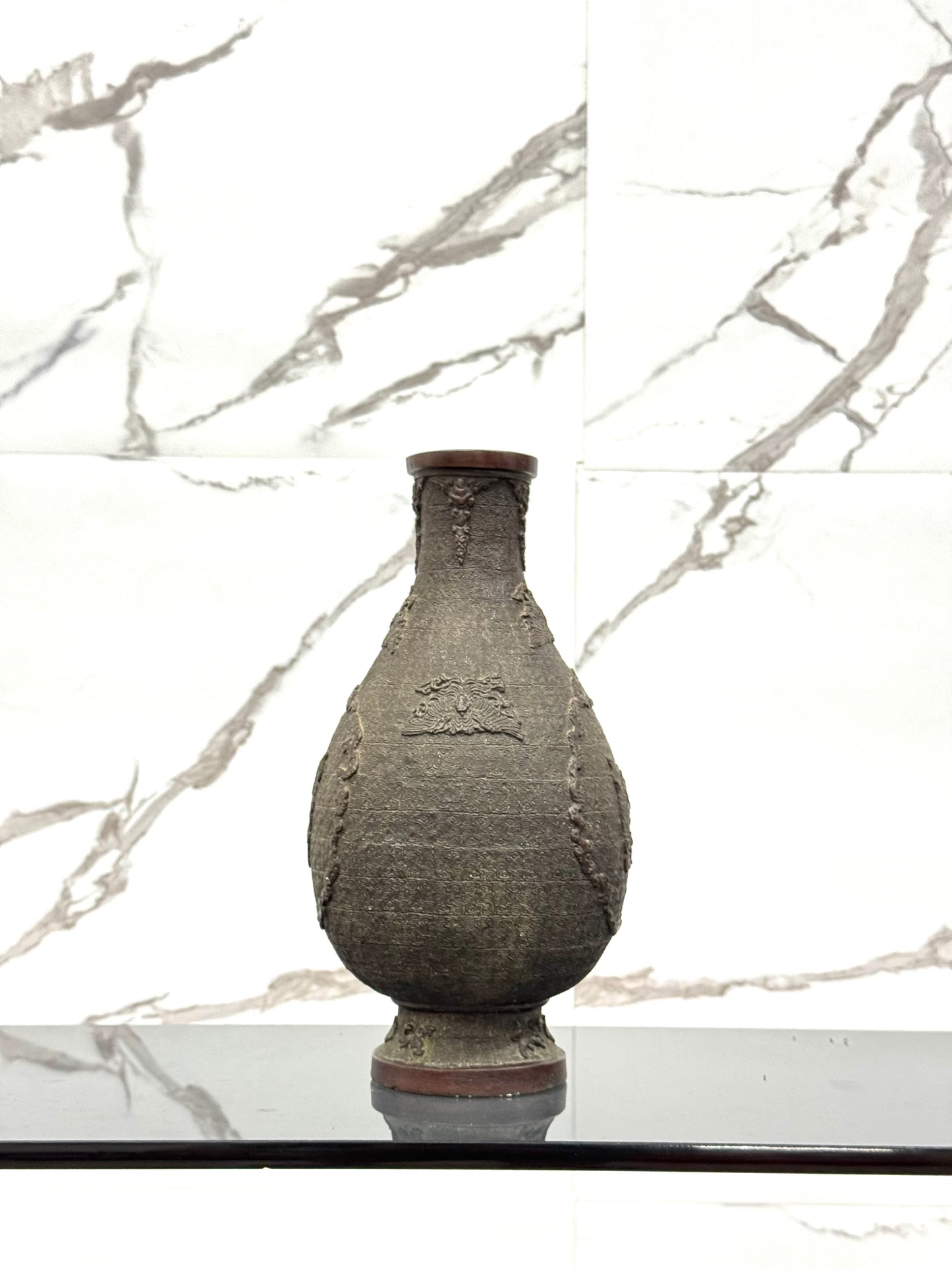 Grande Vaso In Bronzo Dinastia Ming Decoro Geometrico Arcaico XV Secolo