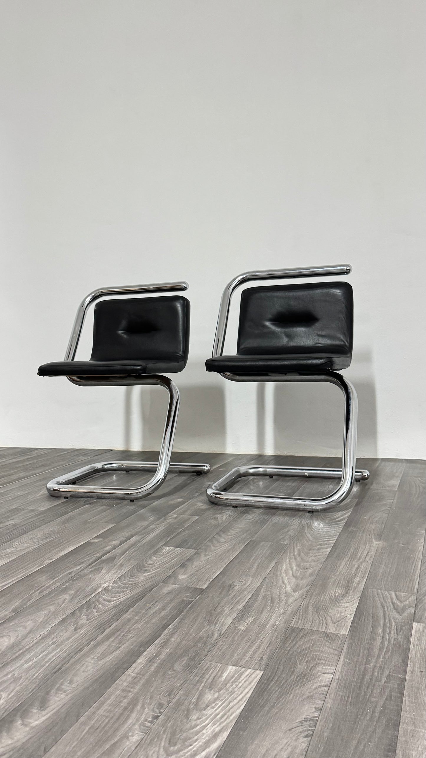 Luigi Bardini Coppia Di Poltroncine Design Anni ‘70 Chrome Tubular Steel