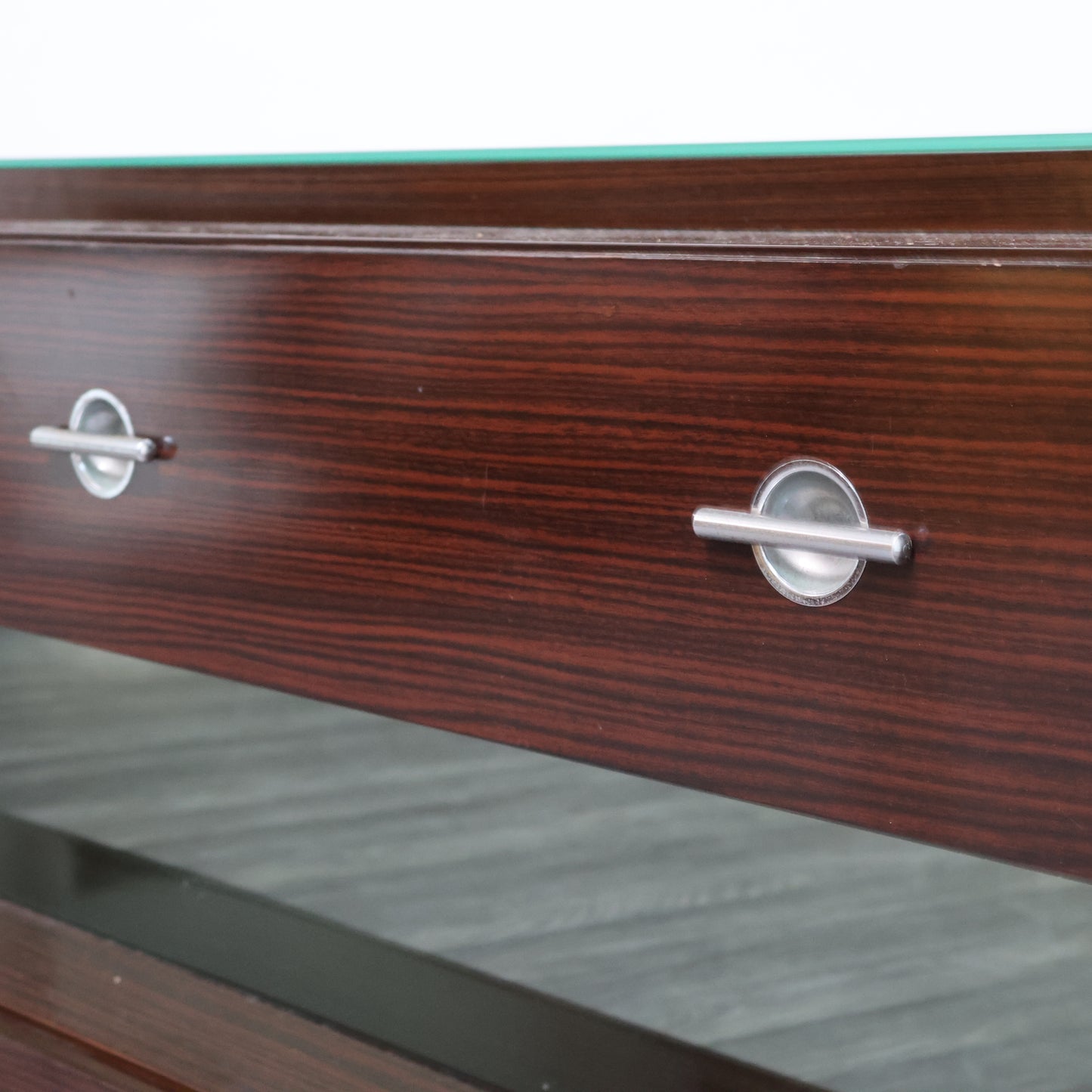 Comò Cassettiera In Ebano Macassar E Specchio Cubic Design Modernariato 1980’s