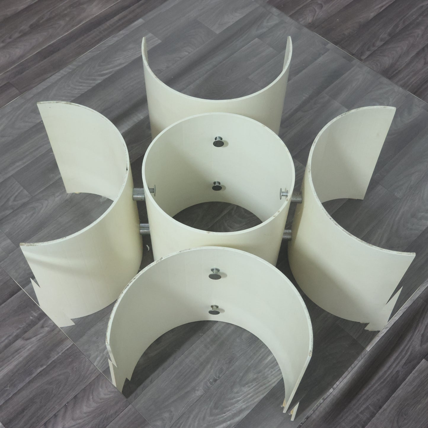 TAVOLO BASSO DA SALOTTO SPACE AGE IN LEGNO CURVO ANNI 70