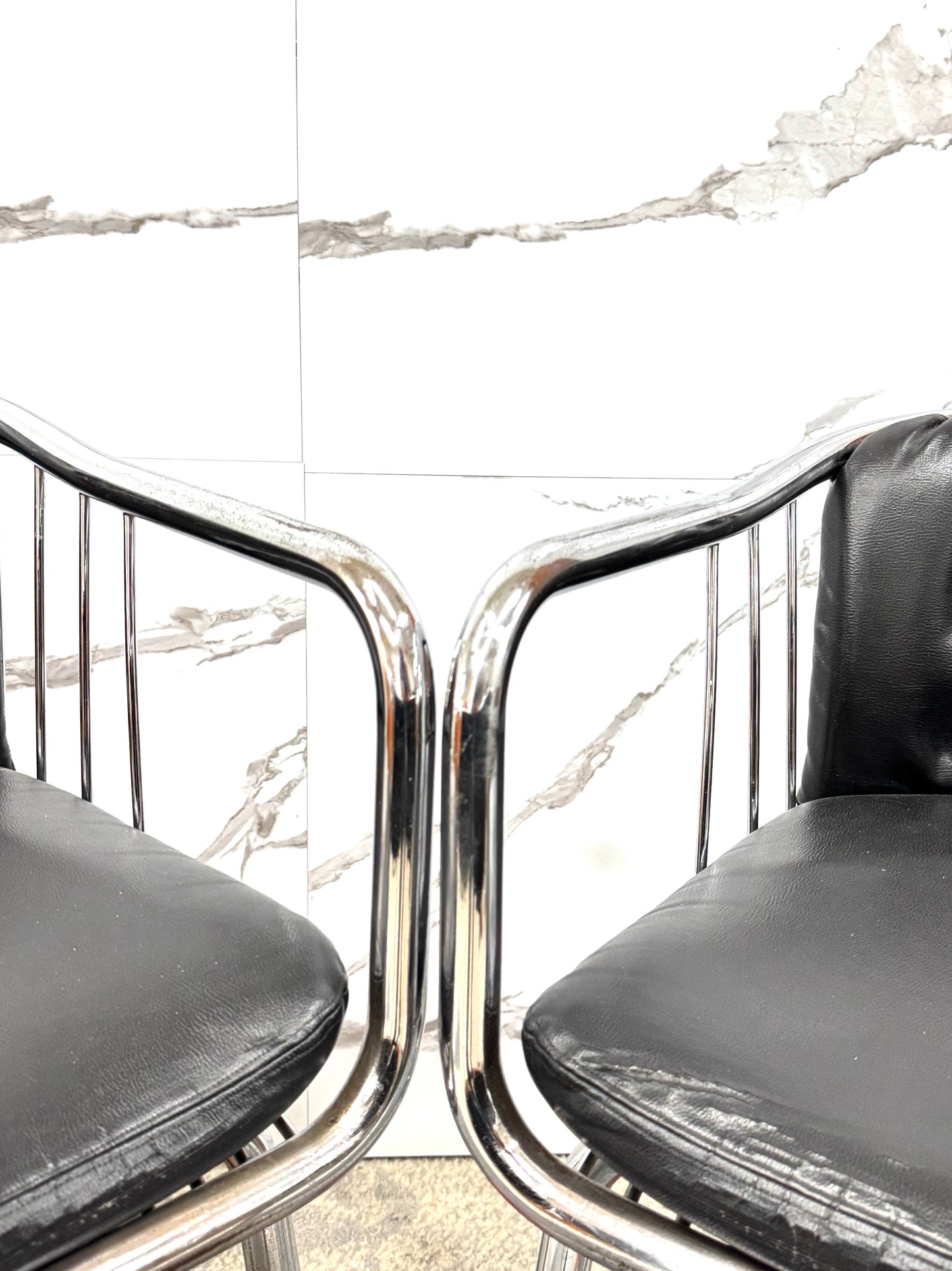 Gastone Rinaldi Set 4 Poltroncine Acciaio Design Anni ‘70 Modernariato