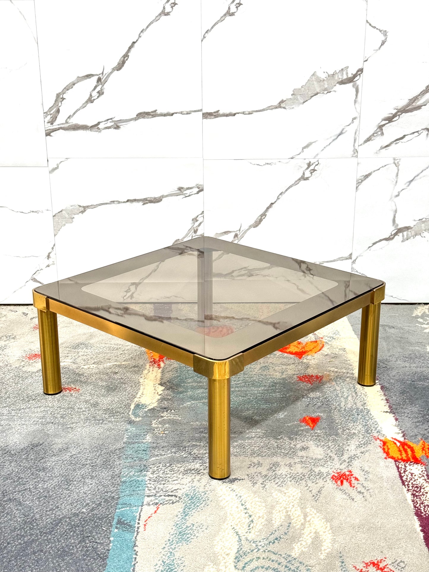 Tavolo Basso Da Salotto In Ottone Hollywood Regency Anni ‘70