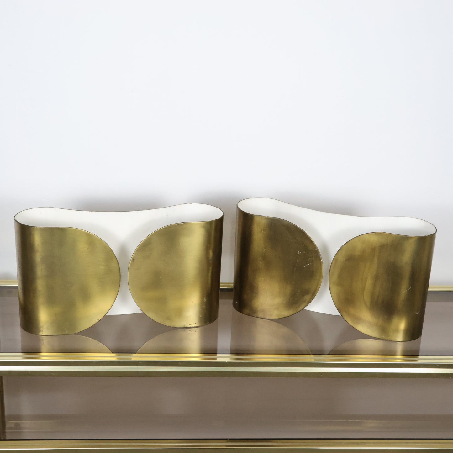 Afra & Tobia Scarpa Foglio Flos Coppia Di Applique Ottone Zapponato 1967 Design