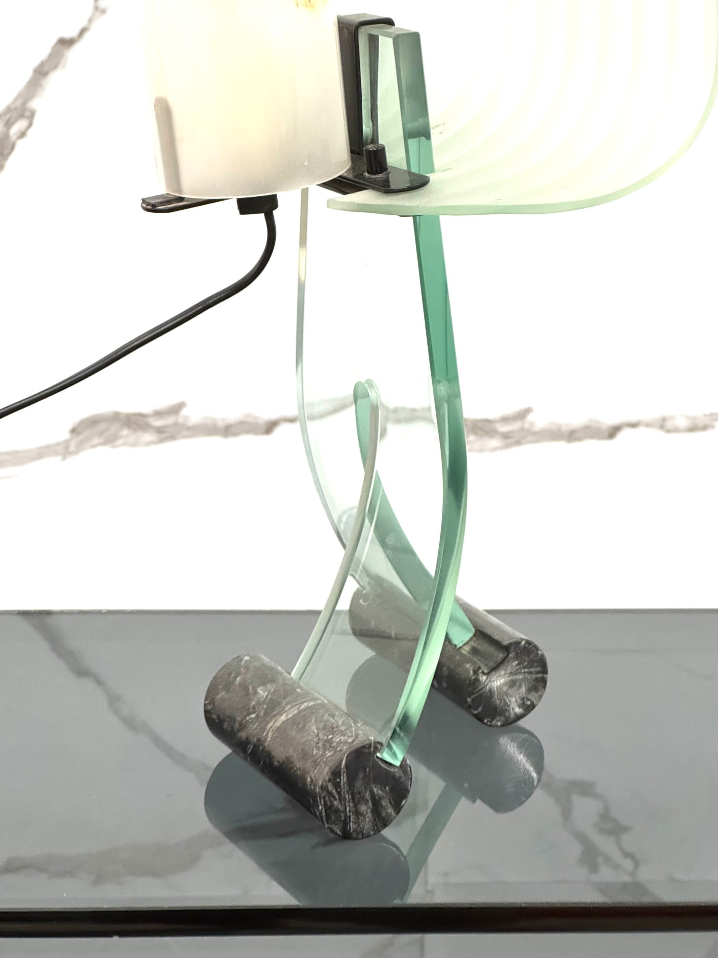 Lampada Da Tavolo Design Table Lamp Marble & Glass 1980’s